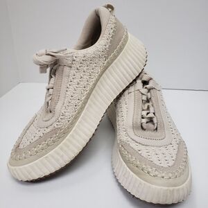 Dolce Vita Size 8 Cream Knit Platform Sokes Sneakers Comfort See Notes Stains